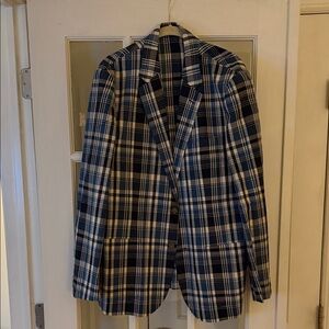 Blue and White Plaid Blazer